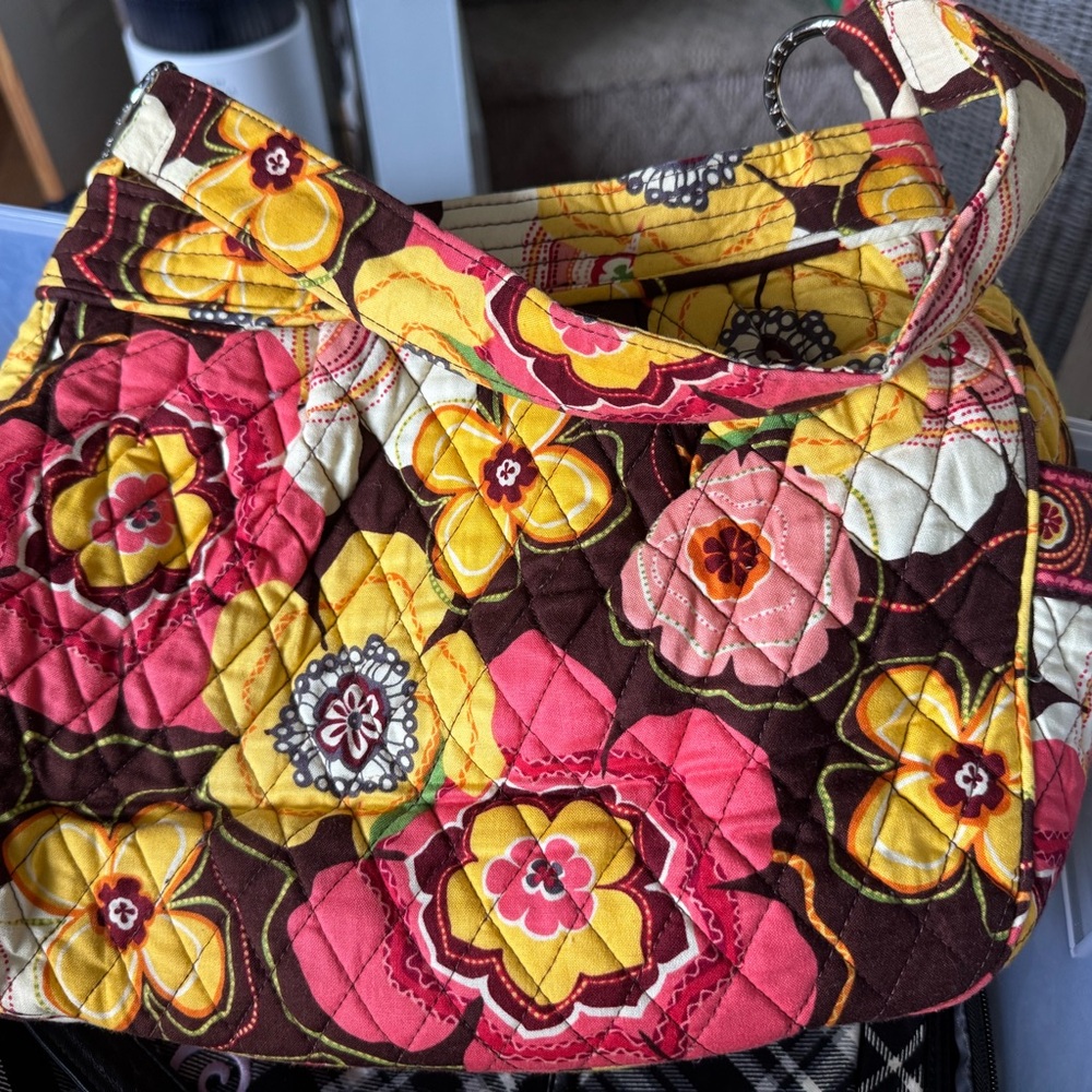 Vera Bradley Pink and Yellow Floral Shoulder Bag